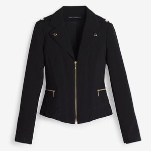 WHBM - Black Gold Moto Jacket Gold Button Leather